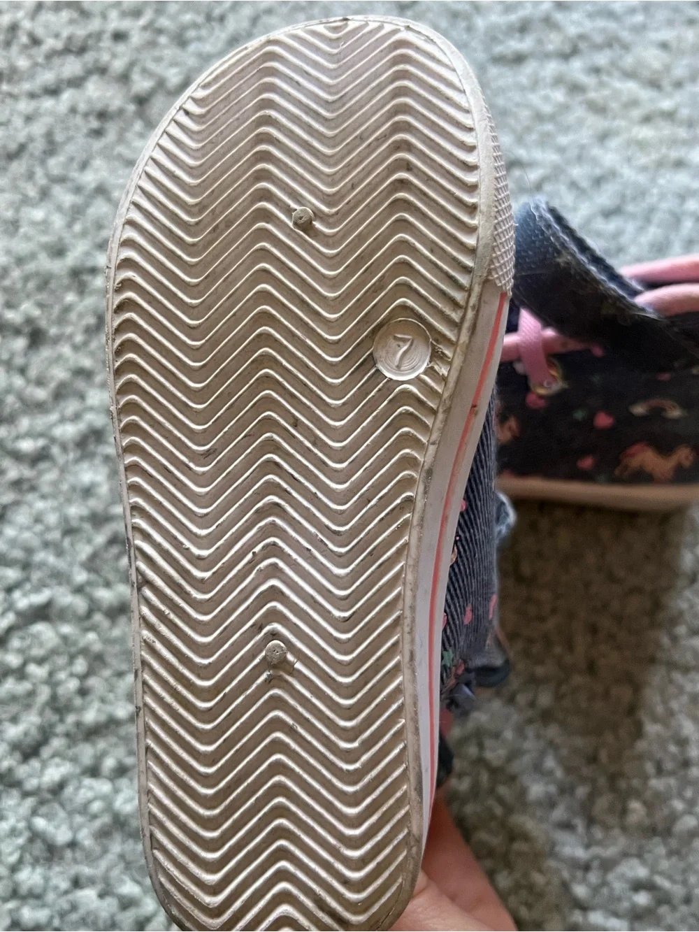 Girls High Top Sneaker Unicorn Animal Print Hook & Loop Navy Pink US 7